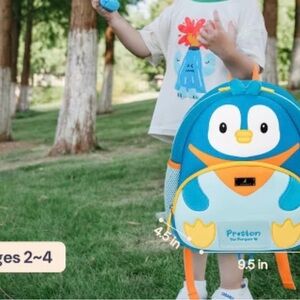 Penguin Backpack for Kids - Blue and Orange